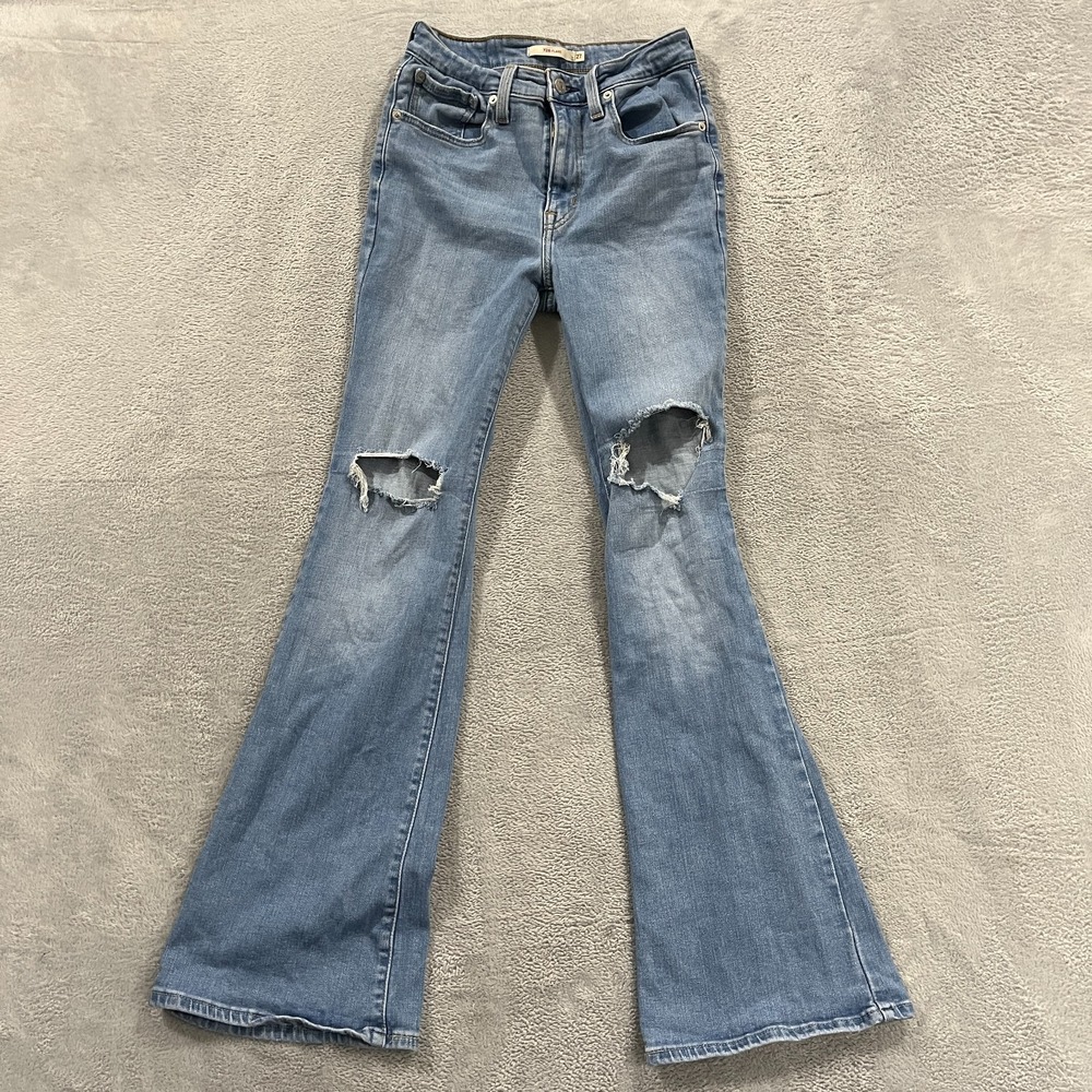 Levi's 726 Flare Women's 27 Jeans Mid Rise Distressed‎ Festival Cowgirl Western